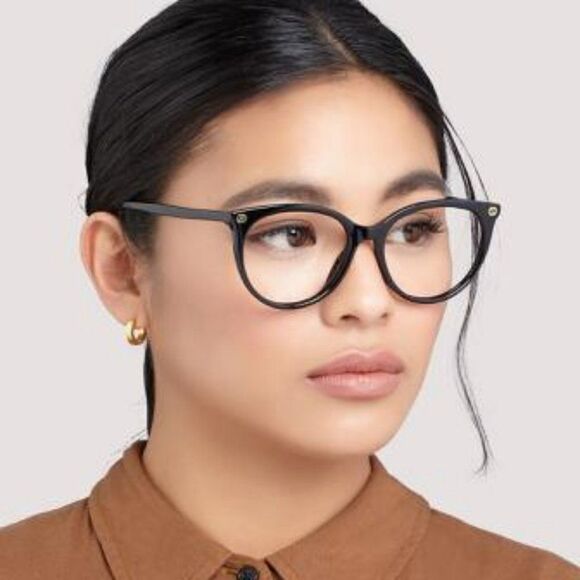 NEW Gucci GG0093O 001 Black Oval Logo Women Eyeglasses - Picture 1 of 14